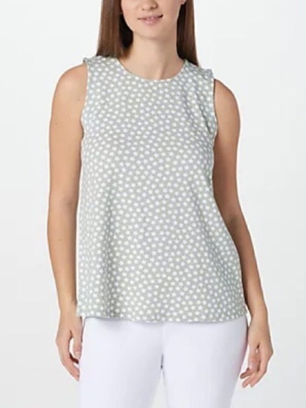Denim & Co. Printed Jersey Round-Neck Swing Tank
